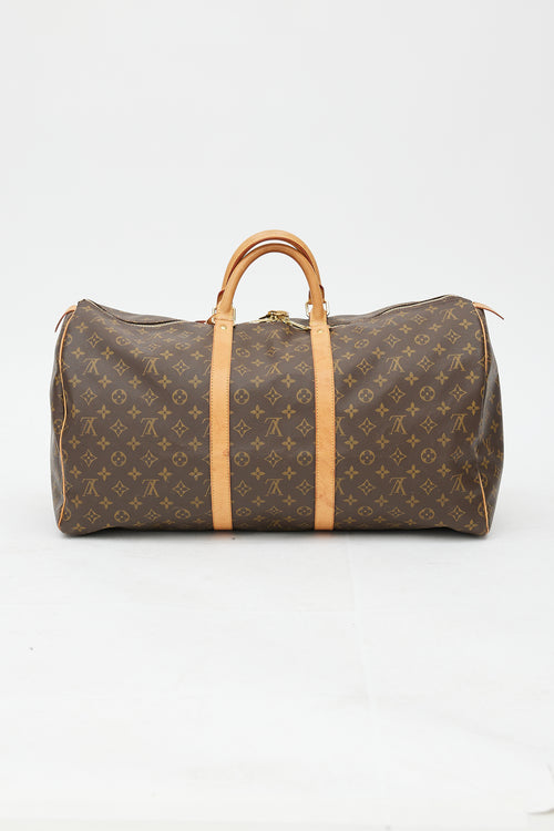 Louis Vuitton 2003 Brown Monogram Keepall Bandoulière 55 Duffle Bag