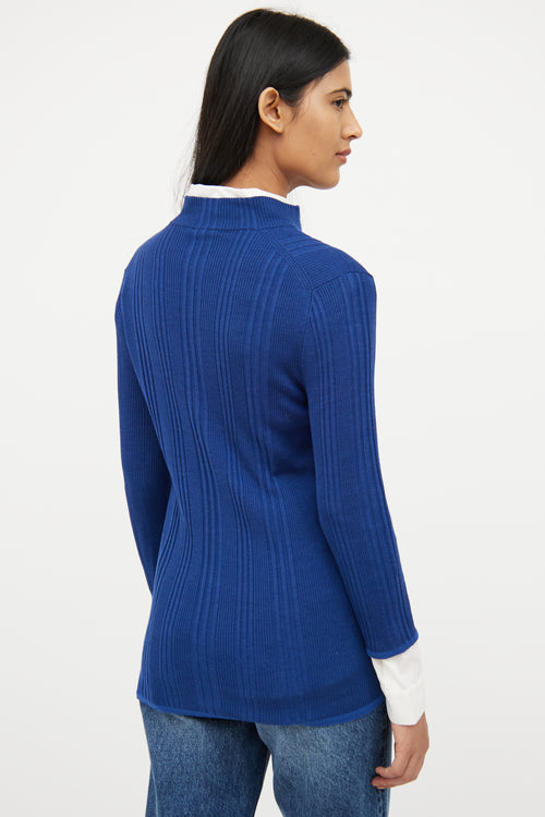 Louis Vuitton Royal Blue Silk 
Wool Henley Sweater