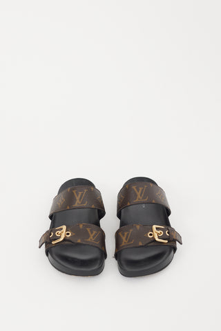 Louis Vuitton Black 
Brown Monogram Bom Dia Sandal