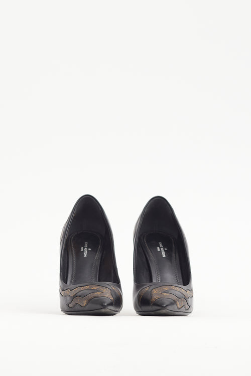 Louis Vuitton Black 
Brown Monogram Hypnotic Heel