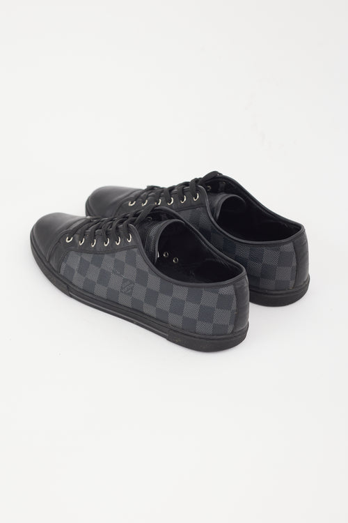 Louis Vuitton Black 
Grey Leather Damier Ebene Monogram Sneaker