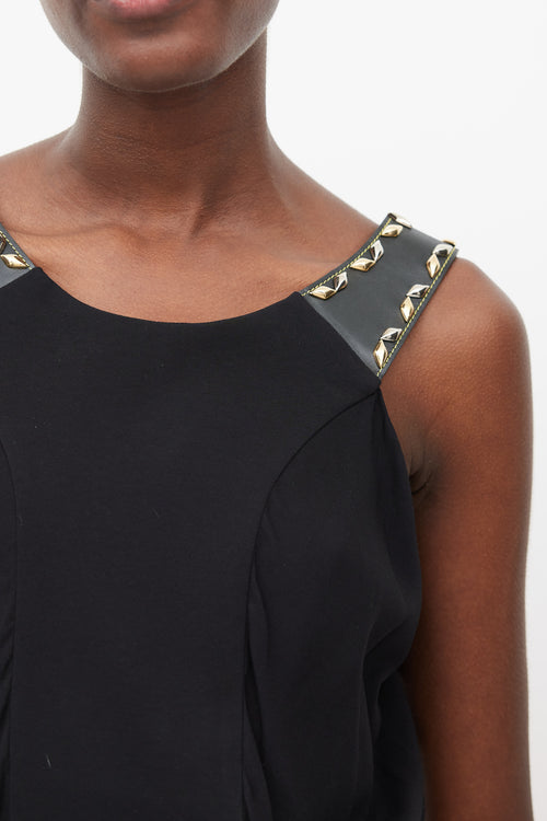 Louis Vuitton Black Embellished Cutout Back Top