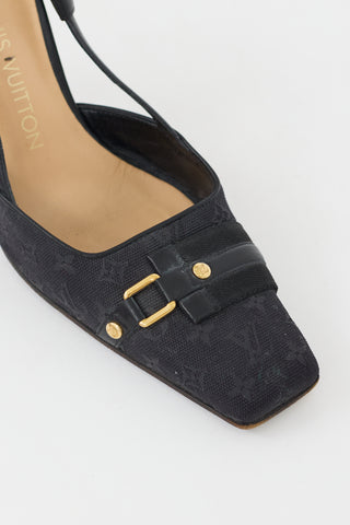 Black Monogram Canvas Mini Lin Slingback Heel