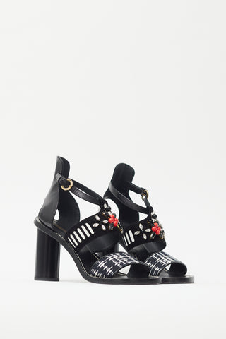 Louis Vuitton Black 
Multicolour Embellished Heel