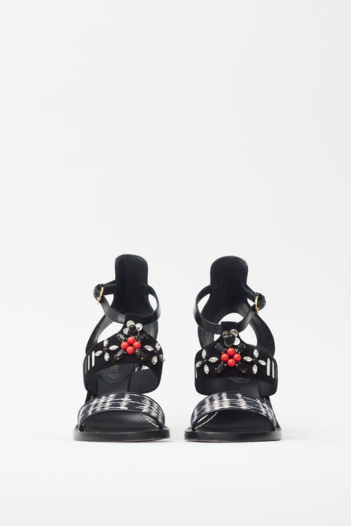 Louis Vuitton Black 
Multicolour Embellished Heel