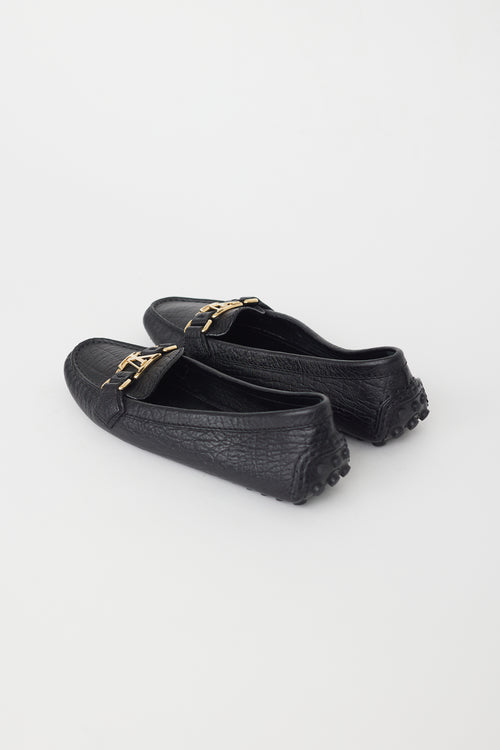 Louis Vuitton Black Pebbled Leather Driving Loafer