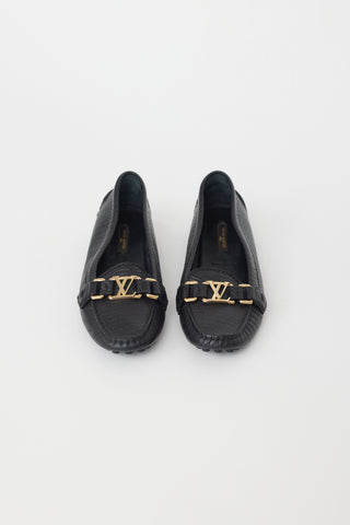 Louis Vuitton Black Pebbled Leather Driving Loafer