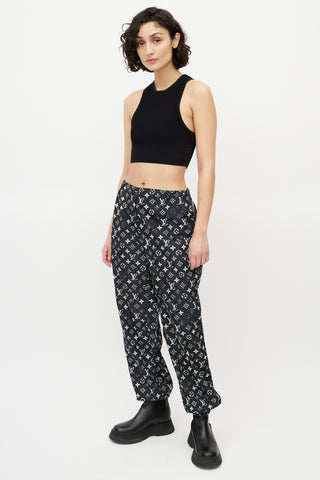 Louis Vuitton Black 
White Monogram Track Pant