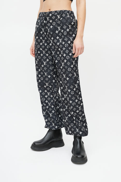 Louis Vuitton Black 
White Monogram Track Pant