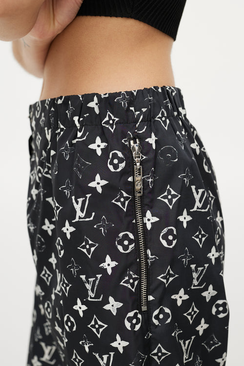 Louis Vuitton Black 
White Monogram Track Pant