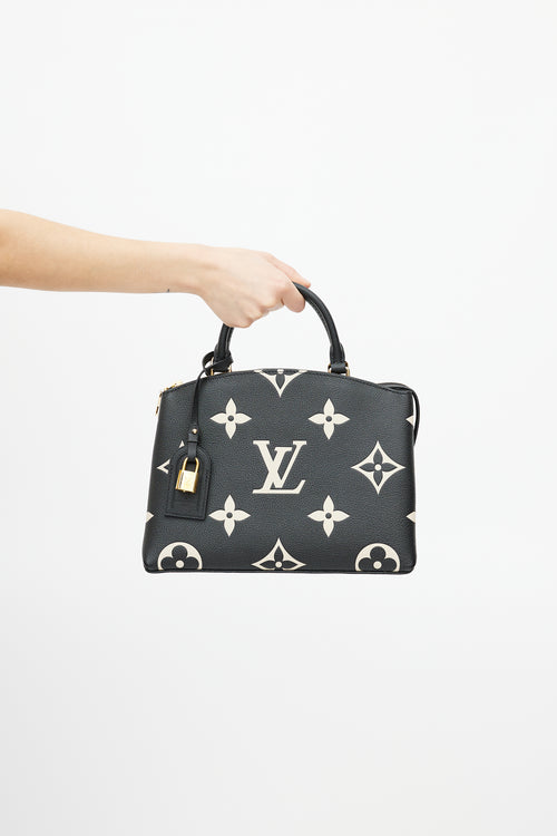 Louis Vuitton Black 
Beige Monogram Empreinte Leather Petit Palais Bag