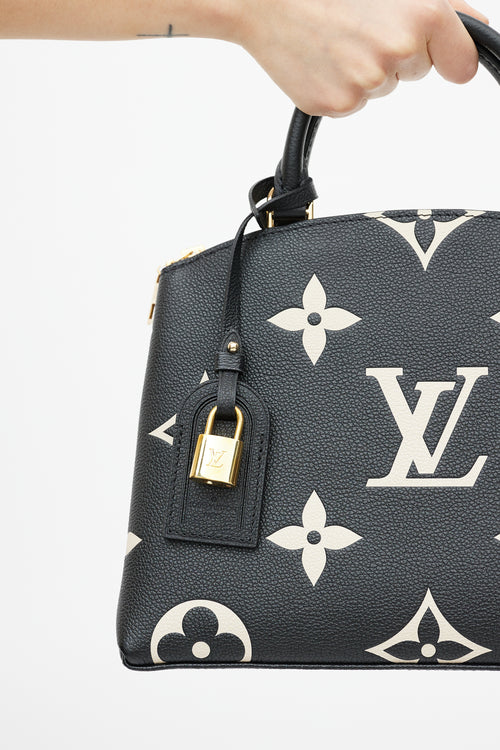 Louis Vuitton Black 
Beige Monogram Empreinte Leather Petit Palais Bag