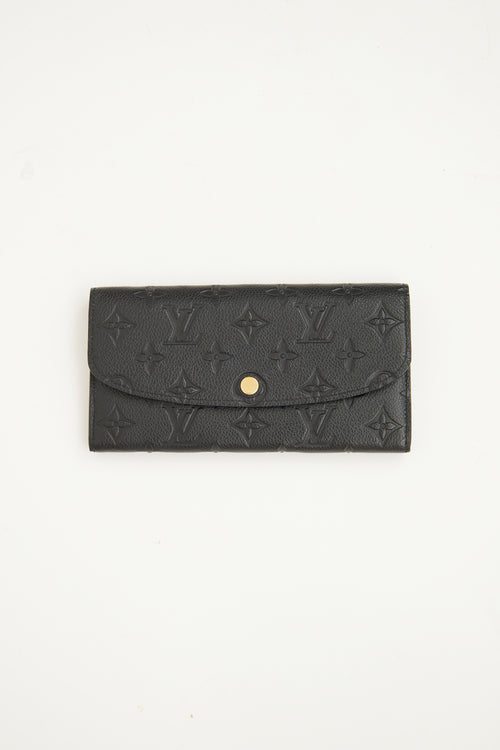 Louis Vuitton Black Leather Empriente Emilie Wallet