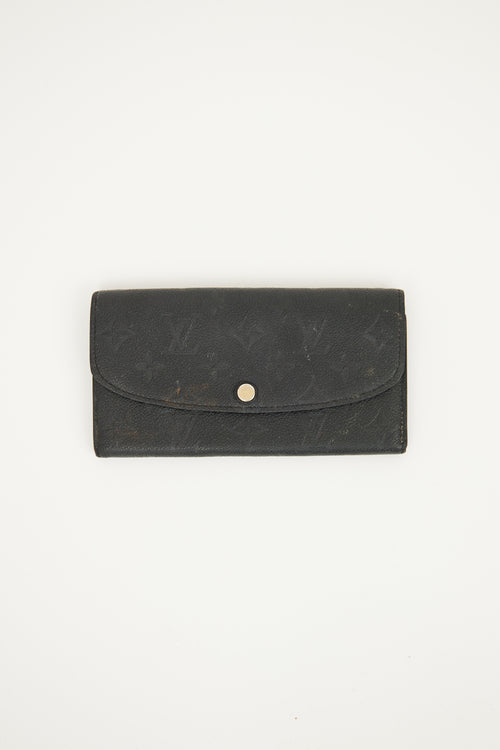 Louis Vuitton Black Leather Empriente Emilie Wallet