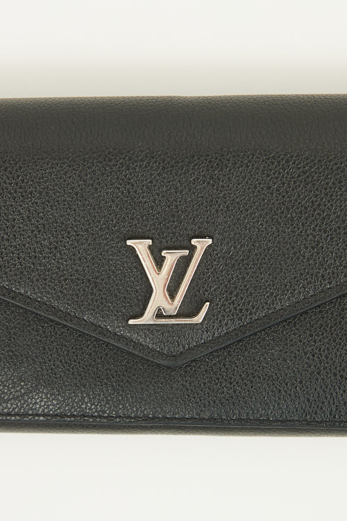 Louis Vuitton Black Leather Mylockme Flap Wallet