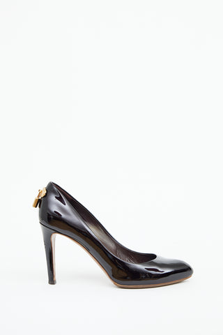 Louis Vuitton Black Patent Padlock Pump