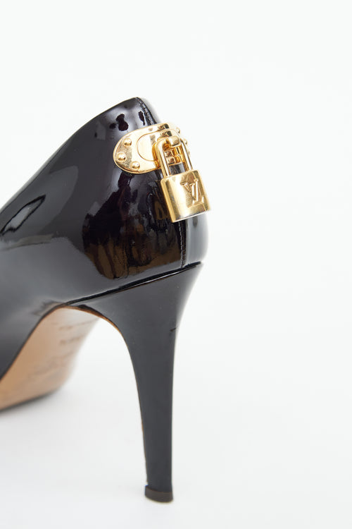 Louis Vuitton Black Patent Padlock Pump