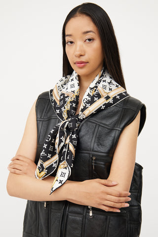 Louis Vuitton Black 
White Monogram Confidential Scarf