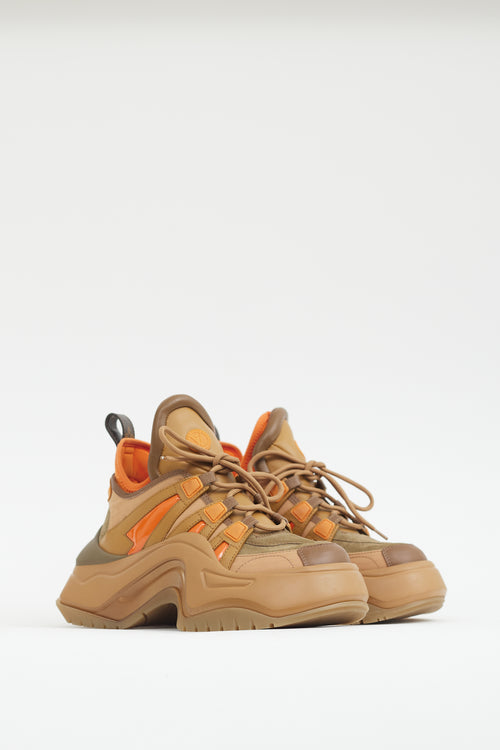 Louis Vuitton Brown 
Orange Archlight 2.0 Platform Sneaker