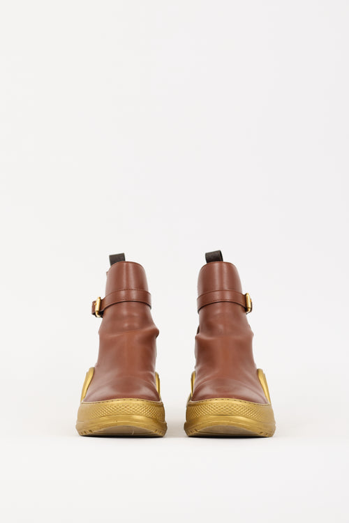 Louis Vuitton Brown 
Gold Leather Archlight Sneaker