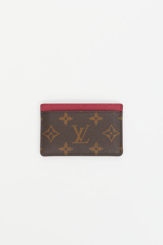 Louis Vuitton Brown 
Magenta Coated Canvas Monogram Cardholder