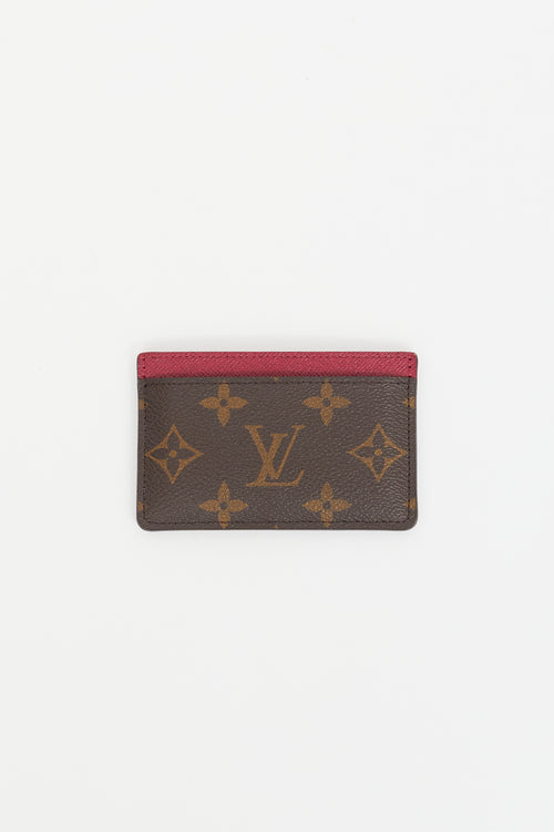 Louis Vuitton Brown 
Magenta Coated Canvas Monogram Cardholder