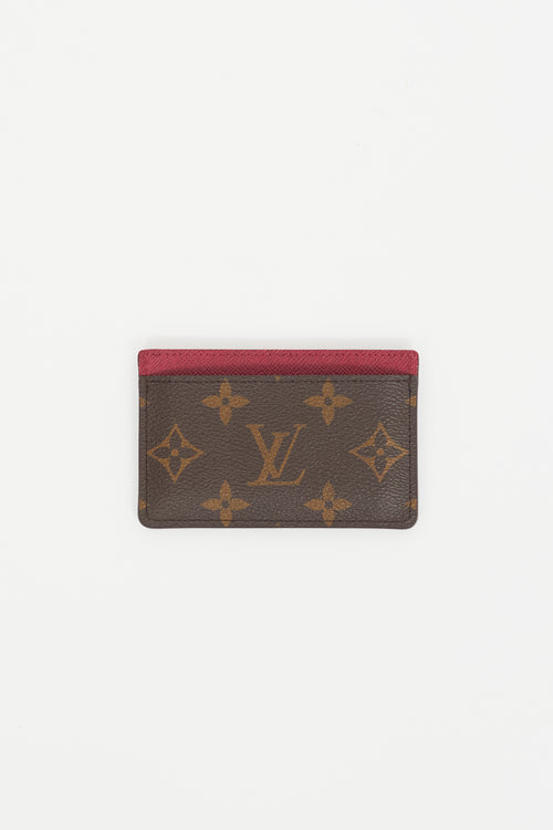 Louis Vuitton Brown 
Magenta Coated Canvas Monogram Cardholder