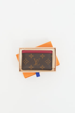 Louis Vuitton Brown 
Magenta Coated Canvas Monogram Cardholder