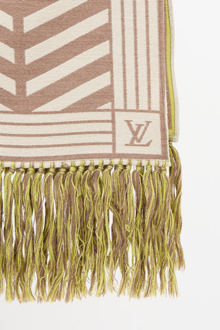 Louis Vuitton Brown 
Multi Wool Intarsia Scarf