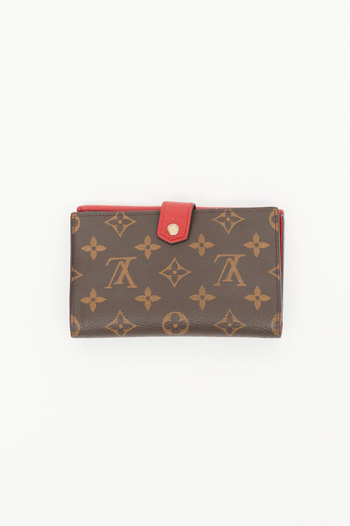 Louis Vuitton Brown 
Red LV Monogram Pallas Compact Wallet