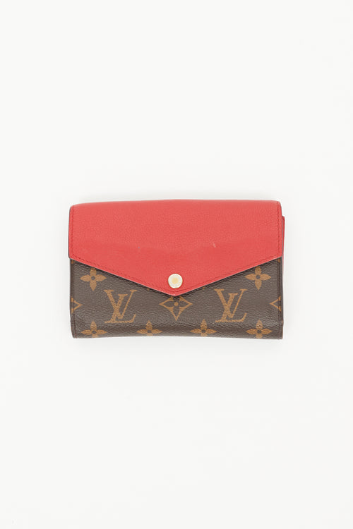 Louis Vuitton Brown 
Red LV Monogram Pallas Compact Wallet