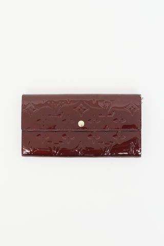 Louis Vuitton Burgundy Monogram Vernis Sarah Wallet