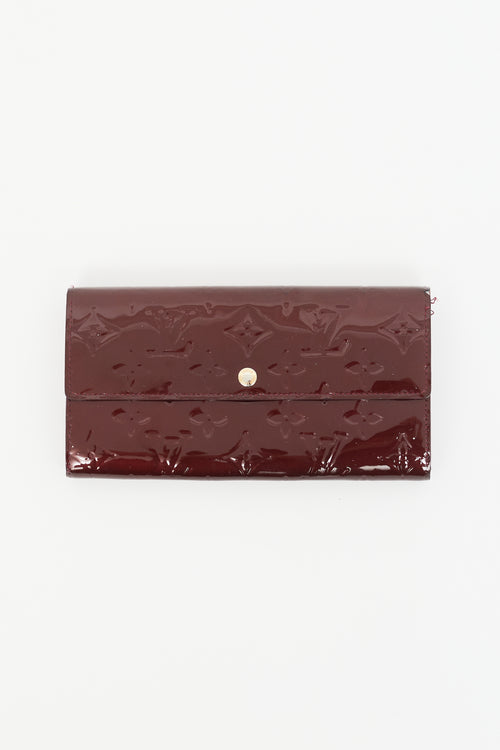 Louis Vuitton Burgundy Monogram Vernis Sarah Wallet