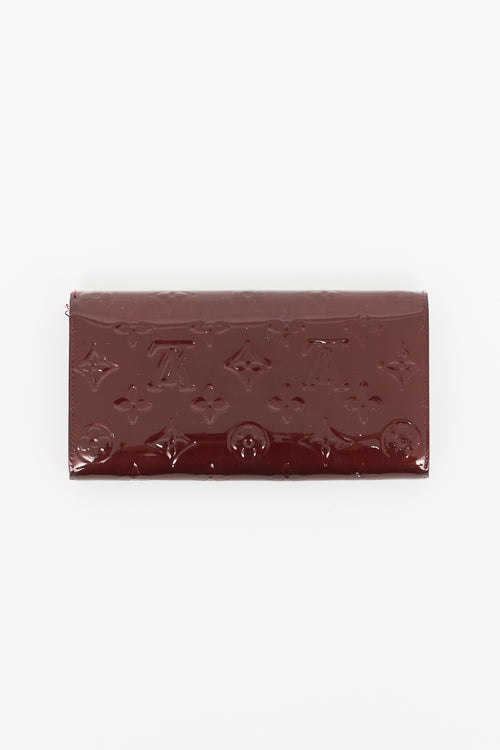 Louis Vuitton Burgundy Monogram Vernis Sarah Wallet