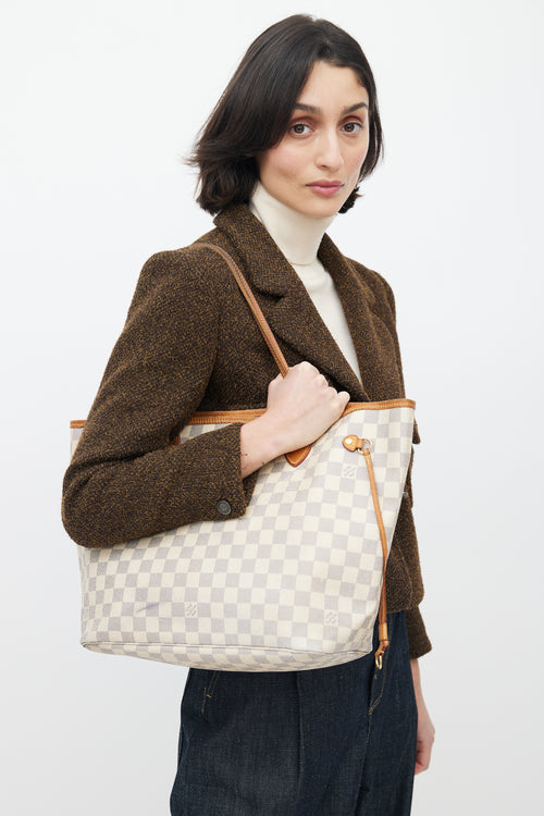 Louis Vuitton Cream Damier Azur Neverfull MM Tote Bag