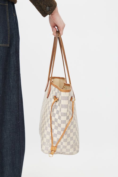 Louis Vuitton Cream Damier Azur Neverfull MM Tote Bag