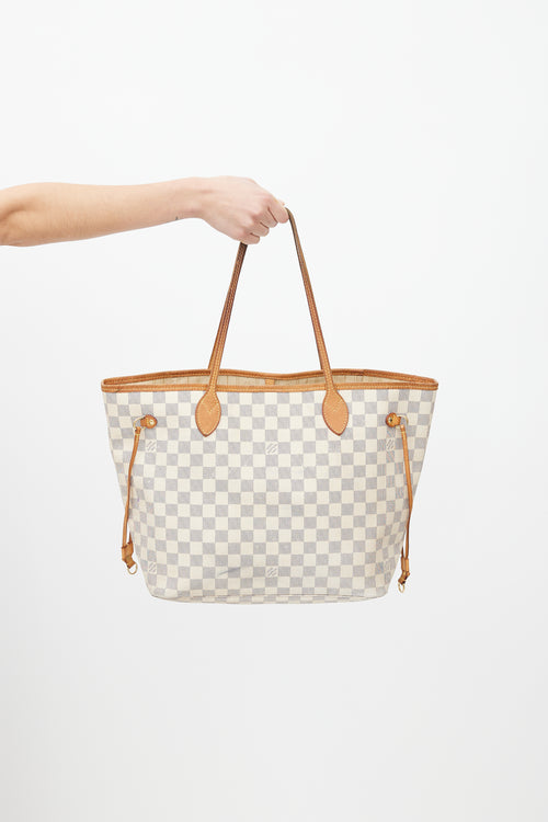 Louis Vuitton Cream Damier Azur Neverfull MM Tote Bag