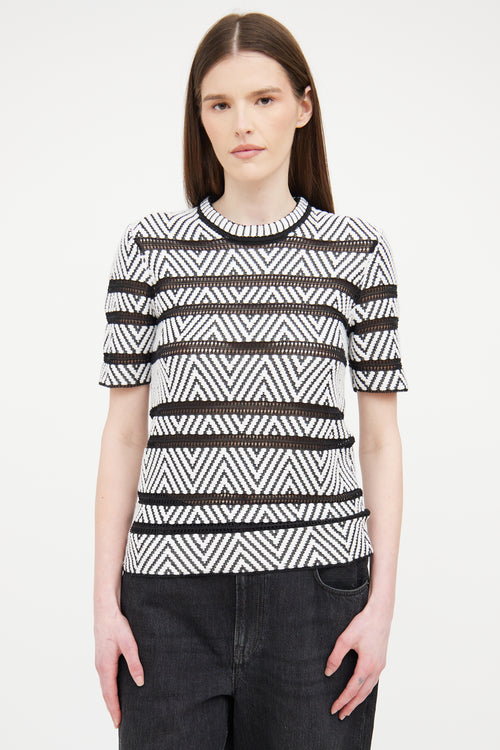 Louis Vuitton White 
Black Knit Top