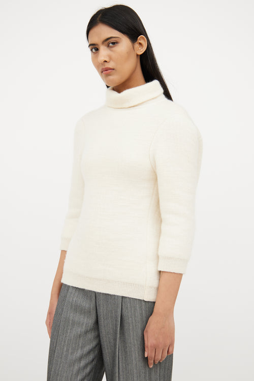 Louis Vuitton Cream Knit Padded Turtleneck Sweater