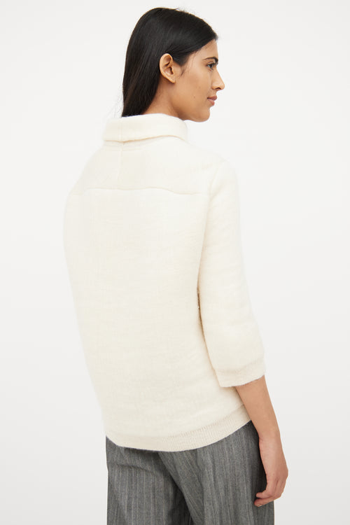 Louis Vuitton Cream Knit Padded Turtleneck Sweater