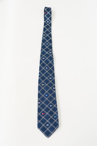 Louis Vuitton Cup Vintage Navy 
Multicolour Silk Flag Tie