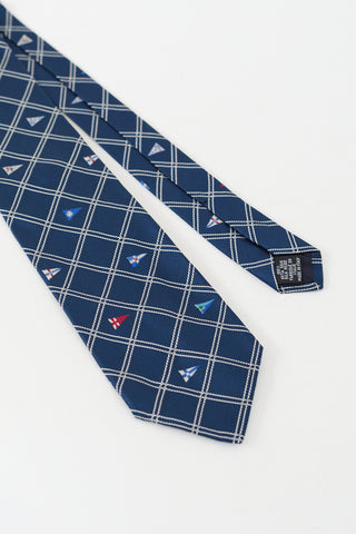 Louis Vuitton Cup Vintage Navy 
Multicolour Silk Flag Tie