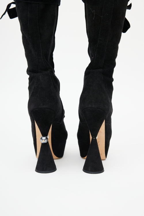 Louis Vuitton Fall 2009 Black Suede Cancan Knee High Boot