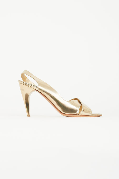 Louis Vuitton Gold Leather Slingback Heel