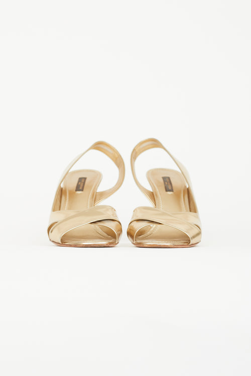 Louis Vuitton Gold Leather Slingback Heel