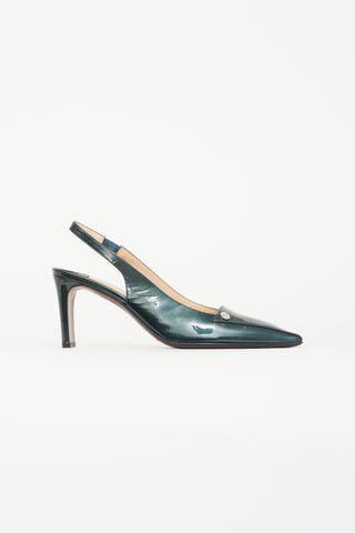 Louis Vuitton Green Patent Slingback Pump