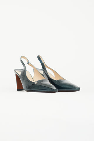 Louis Vuitton Green Patent Slingback Pump