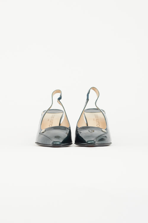 Louis Vuitton Green Patent Slingback Pump