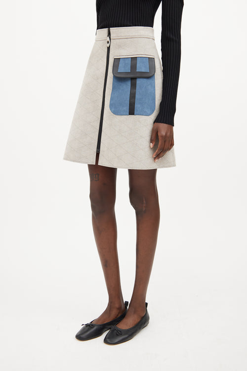 Louis Vuitton Grey 
Blue Faux Suede Skirt