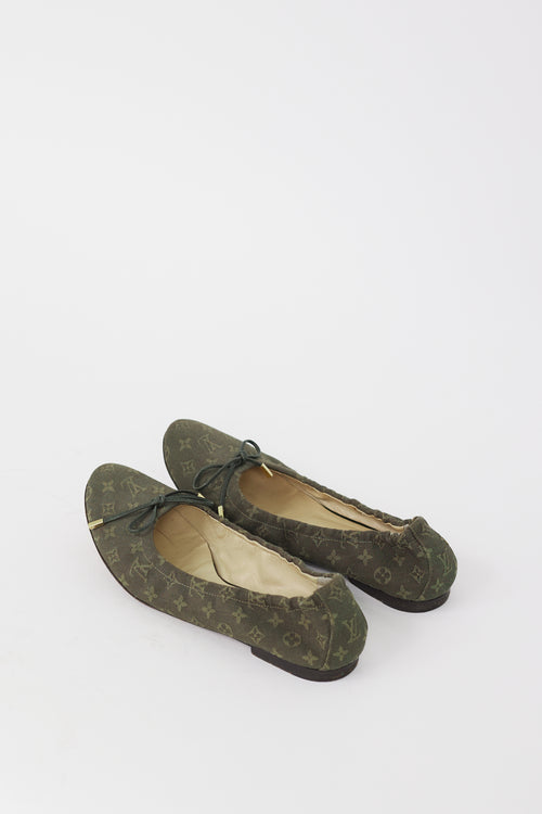 Louis Vuitton Khaki Green Monogram Canvas Mini Lin Flat